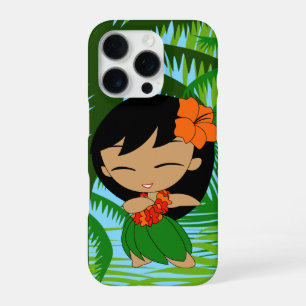 Aloha Honeys Palms Hawaiian Black Hair Hula Girl iPhone 16 Pro Hülle