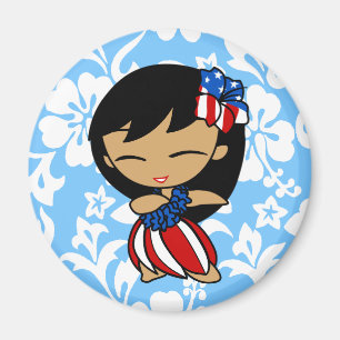 Aloha Honeys Patriotic Hula Girl Magnete