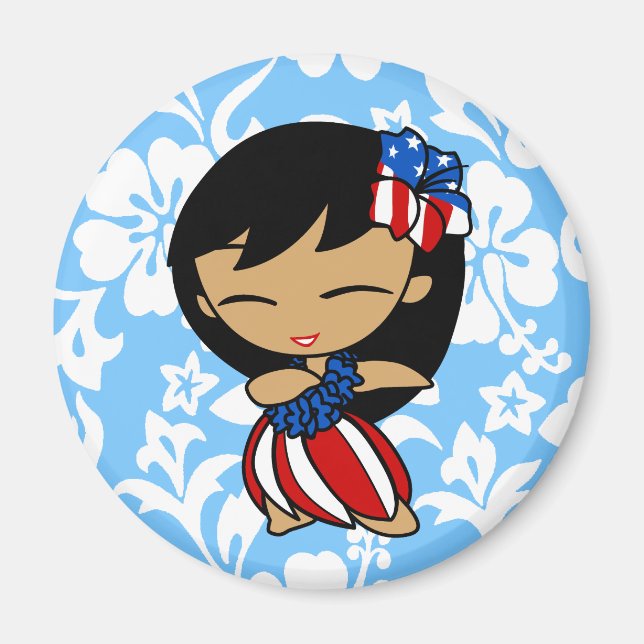 Aloha Honeys Patriotic Hula Girl Magnete (Vorne)