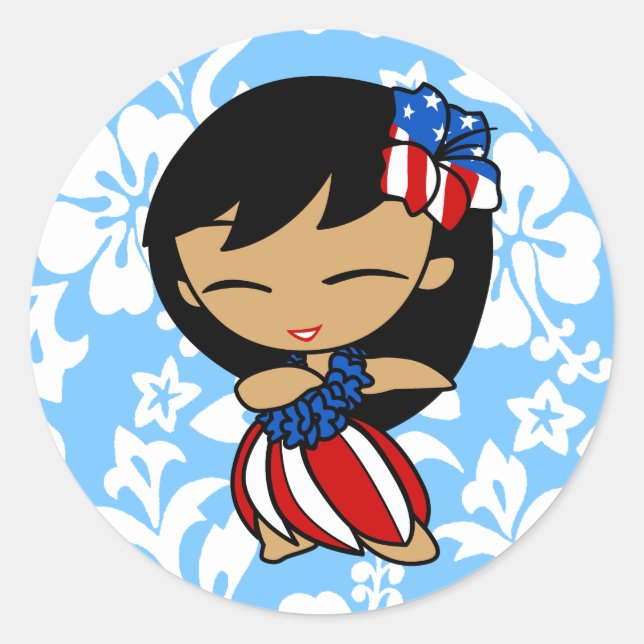 Aloha Honeys Patriotic Hula Girl Stickers (Vorderseite)
