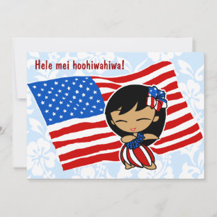 Aloha Honeys USA Flag Hula Girl Einladungen