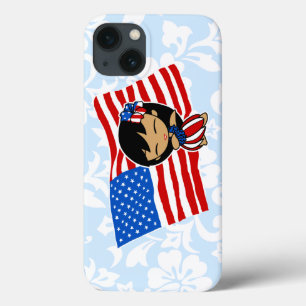 Aloha Honeys USA Flag Hula Girl iPad Mini Fall iPhone 13 Hülle