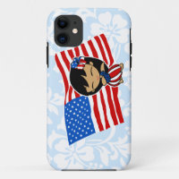Aloha Honeys USA Flag Hula Girl iPhone 5 Fall