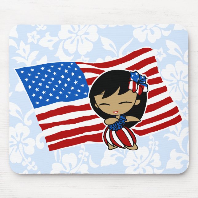 Aloha Honeys USA Flag Hula Girl Mousepads (Vorne)