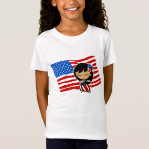 Aloha Honeys USA Flag Hula Girl T - Shirt