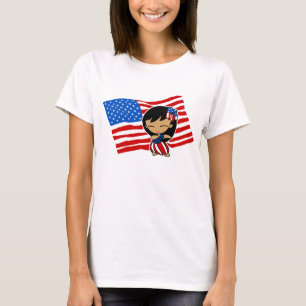 Aloha Honeys USA Flag Hula Girl T - Shirt