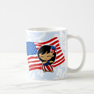 Aloha Honeys USA Flag Hula Girl Tasse