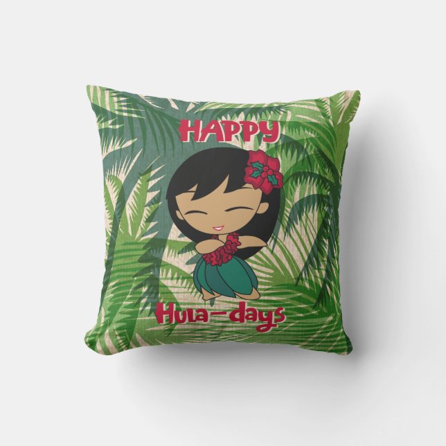 Aloha Honeys Weihnachtsfeiertag Hula Girl Palms Kissen (Vorderseite)