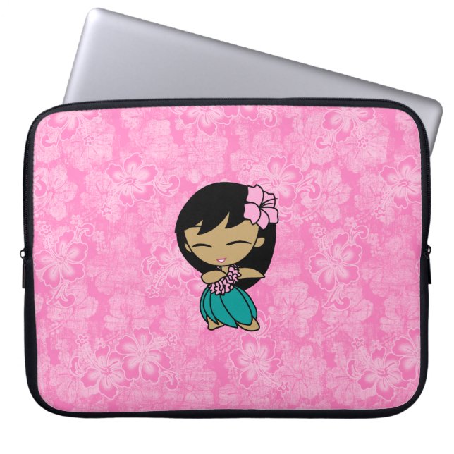Aloha Honig Hula Mädchen-Hibiskus-Neopren Laptopschutzhülle (Vorderseite)