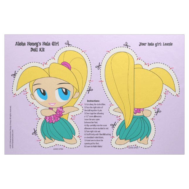 Aloha Honig Hula Mädchen-Puppen-Ausrüstung und Stoff (Fat Quarter (45,7 x 55,9 cm))