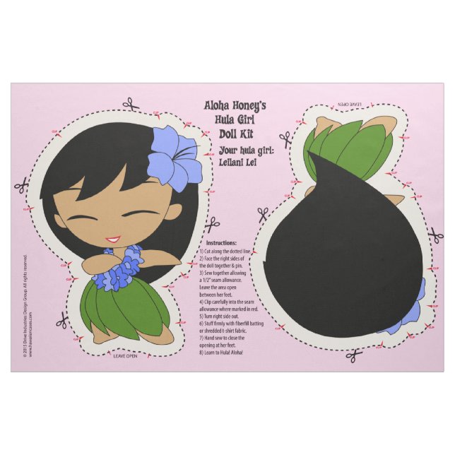 Aloha Honig Hula Mädchen-Puppen-Ausrüstung und Stoff (Fat Quarter (45,7 x 55,9 cm))