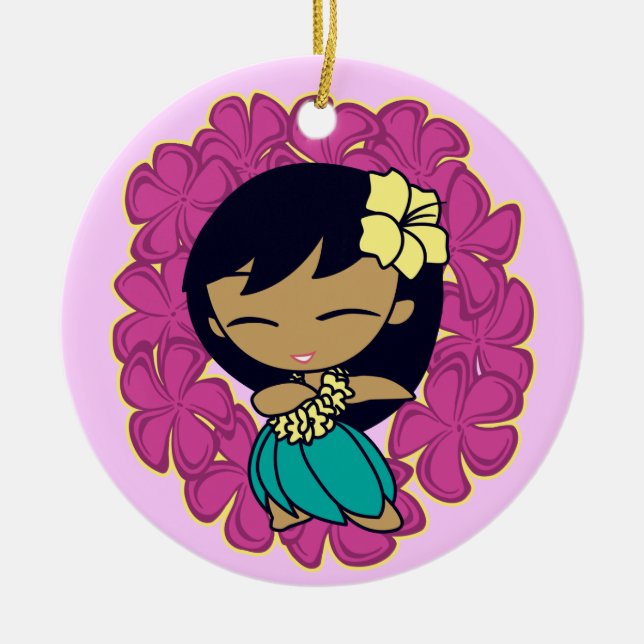 Aloha Honig Hula Mädchen-Verzierungen Keramik Ornament (Vorne)