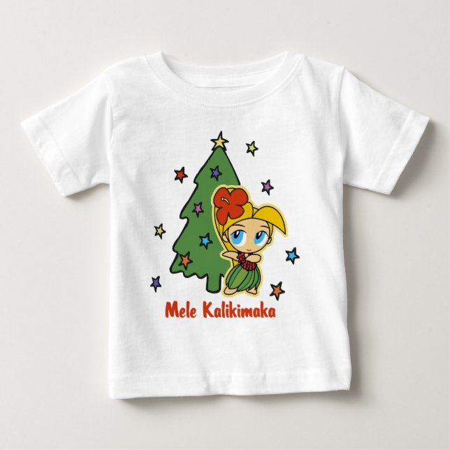 Aloha Honig-Weihnachtenblondes Hula Mädchen Baby T-shirt (Vorderseite)