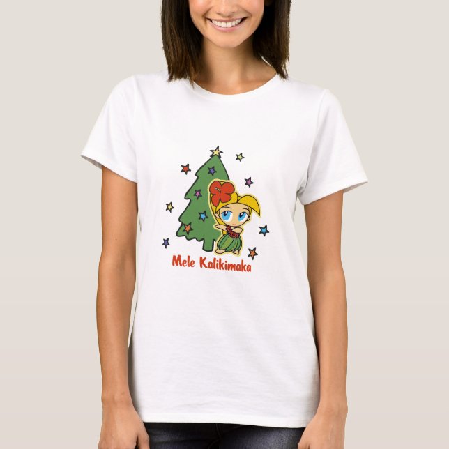 Aloha Honig-Weihnachtenblondes Hula Mädchen T-Shirt (Vorderseite)