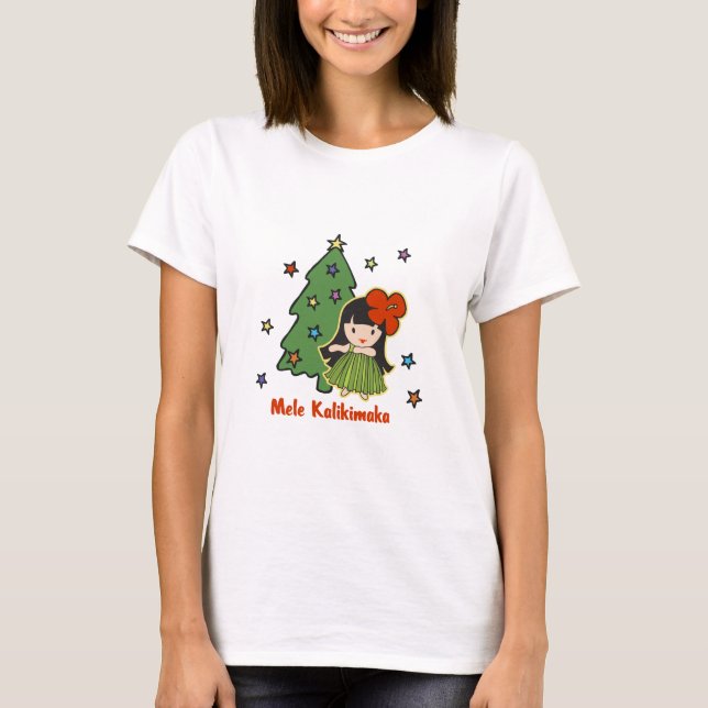 Aloha Honig-Weihnachtenhawaiisches Hula Mädchen T-Shirt (Vorderseite)