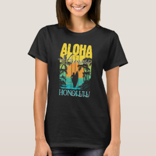 Aloha Honolulu Oahu Hawaii Surfer Sonnenuntergang T-Shirt