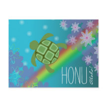 Aloha Honu Beautiful Sea Turtle Rainbow und Blume