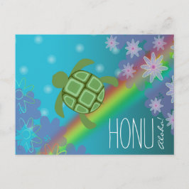 Aloha Honu Beautiful Sea Turtle Rainbow und Blume Postkarte