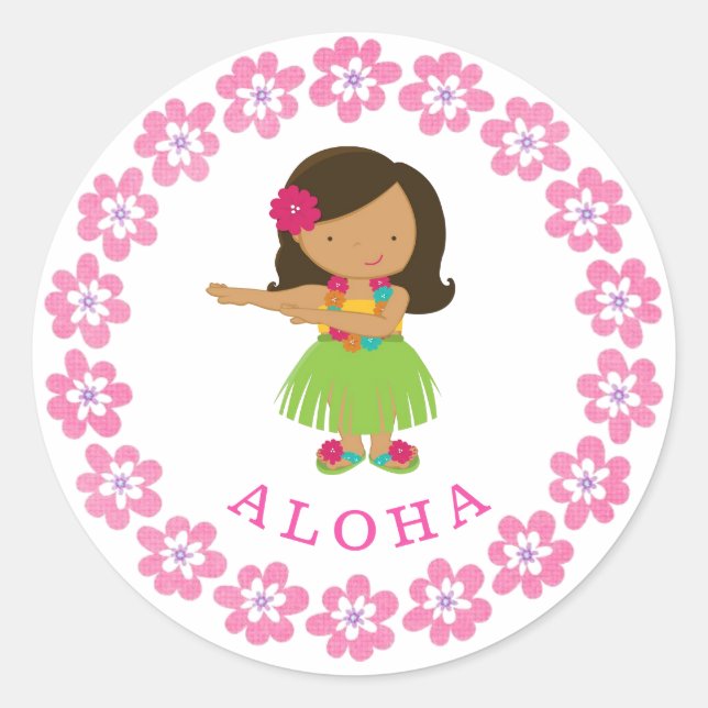 Aloha Hula Dancer Runder Aufkleber (Vorderseite)
