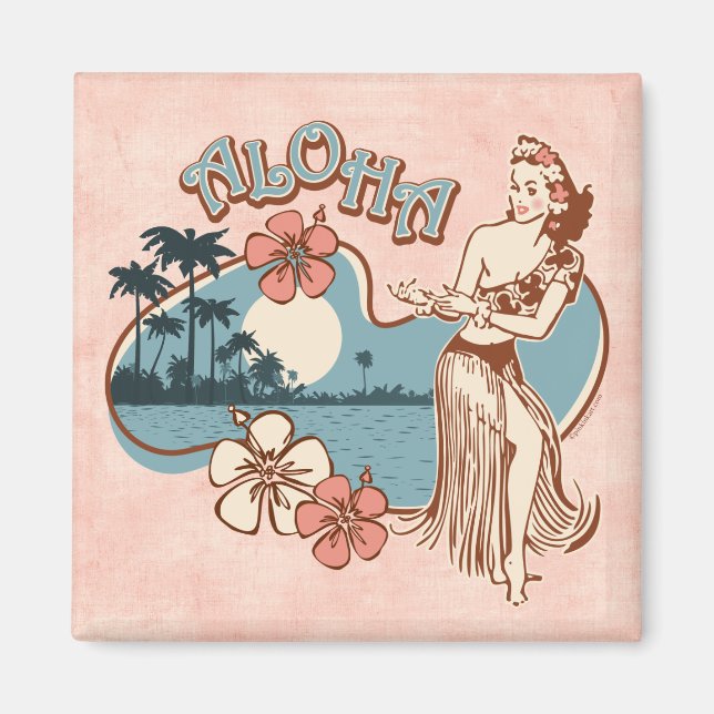 Aloha Hula Mädchen Magnet (Vorne)