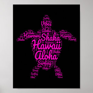 Aloha I Liebe Hawaii Sea Turtles Shaka Surfbrett V Poster