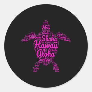 Aloha I Liebe Hawaii Sea Turtles Shaka Surfbrett V Runder Aufkleber