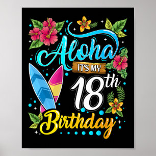 Aloha Ich habe meinen 18. Geburtstag Surfen Hawaii Poster