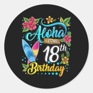 Aloha Ich habe meinen 18. Geburtstag Surfen Hawaii Runder Aufkleber
