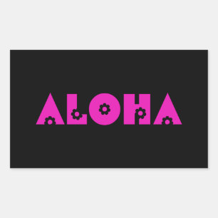 Aloha in rosa Blumen Rechteckiger Aufkleber