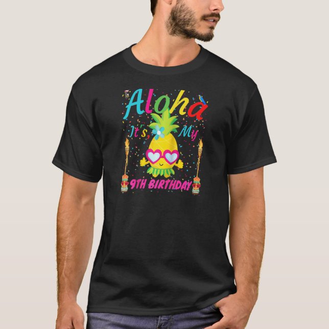 Aloha It's My 9th Birthday Hawaii 9 Years Girls Lu T-Shirt (Vorderseite)