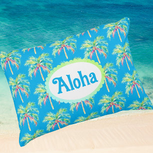 Aloha Karibik Blau Tropischer Palmenbaum  Dekokissen