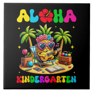Aloha Kindergarten Ananas Hawaii Zurück zur Schule Fliese