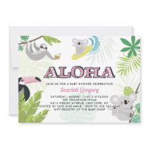 Aloha Koala Tropical Pink Baby Dusche Einladung