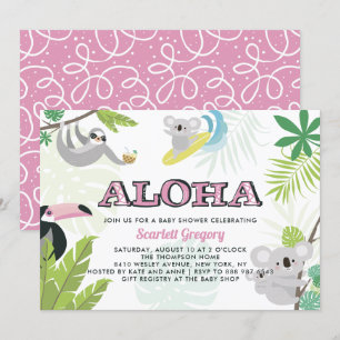 Aloha Koala Tropical Pink Baby Dusche Einladung