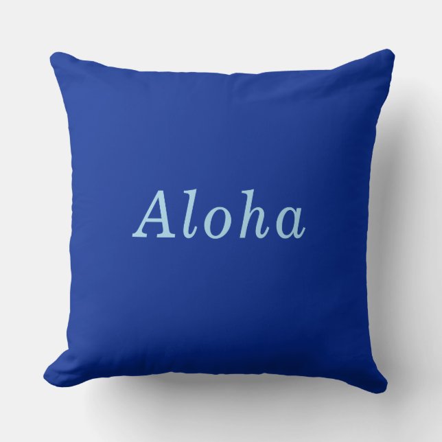 "Aloha" Kobalt u. blaues bequemes gemütliches Kissen (Vorderseite)