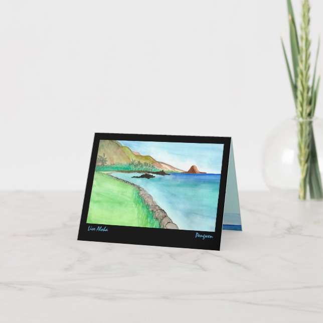 Aloha leben Grußkarte, Malerei von Südmaui Karte (Vorderseite)