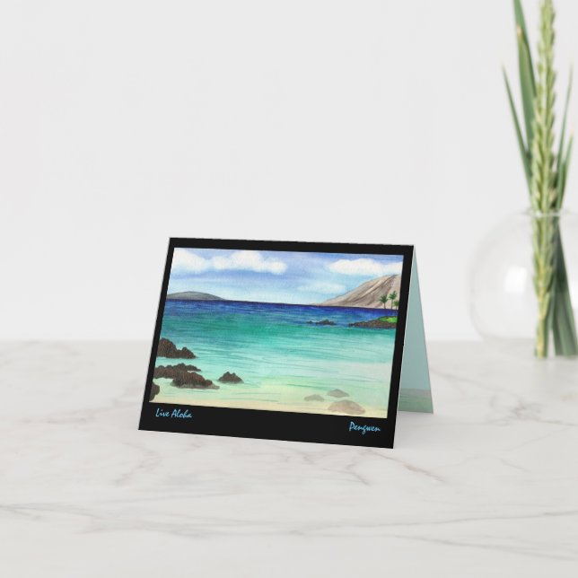 Aloha leben Grußkarte, Malerei von Südmaui Karte (Vorderseite)