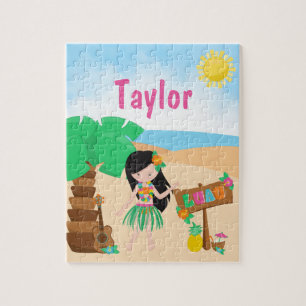 Aloha Luau Beach Schwarze Haar Mädchen Puzzle