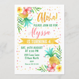 Aloha Luau Birthday Einladung