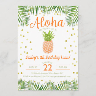Aloha Luau Birthday Einladung Tropische Ananas