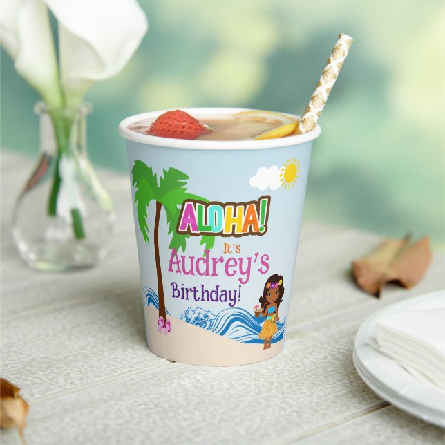 Aloha Luau Birthday Pappbecher (In Situ)