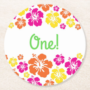Aloha Luau Birthday Party Runder Pappuntersetzer