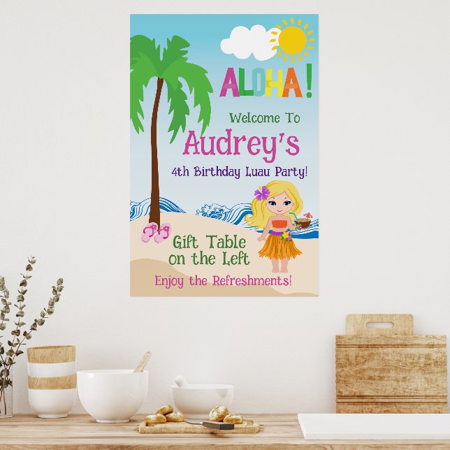 Aloha Luau Birthday Poster (Küche)
