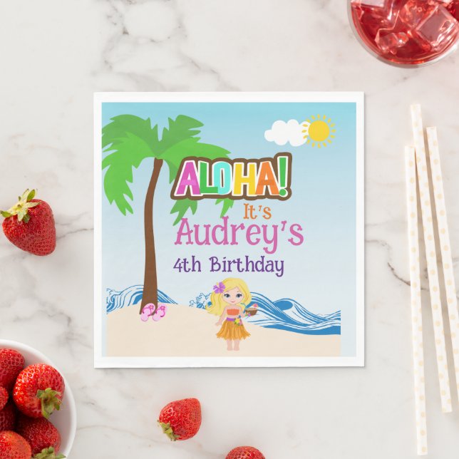 Aloha Luau Birthday Serviette (Beispiel)