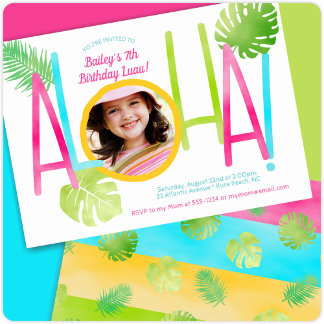 Aloha Luau Birthday Tropical Foto Einladung
