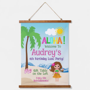 Aloha Luau Birthday Wandteppich Mit Holzrahmen