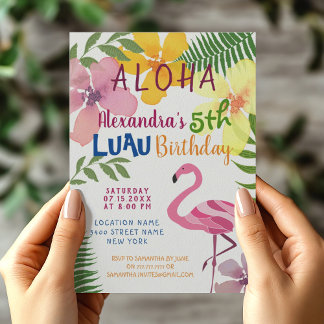 Aloha Luau Flamingo Birthday Einladung
