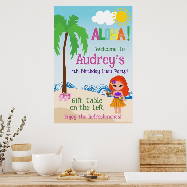 Aloha Luau Geburtstag Poster (Küche)