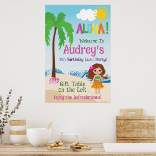 Aloha Luau Geburtstag Poster
