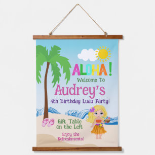 Aloha Luau Geburtstag Wandteppich Mit Holzrahmen